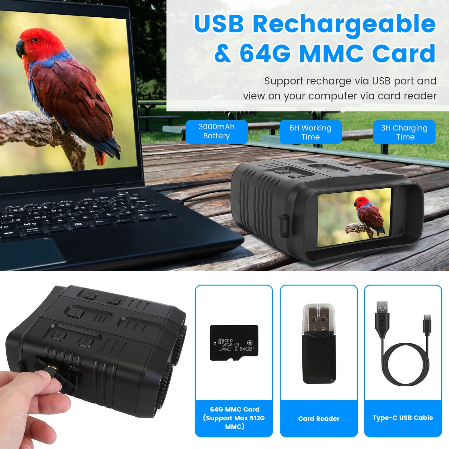 4K Night Vision Goggles with 10X Zoom & 2624ft Range