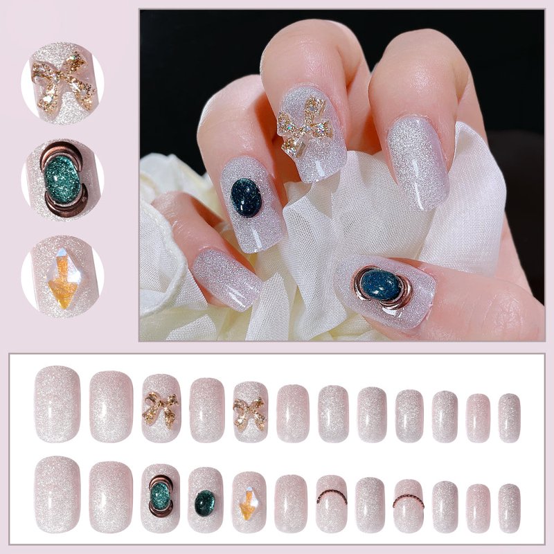 Fake Nail Patches with Jelly Glue - 24 Pieces, 042# Color