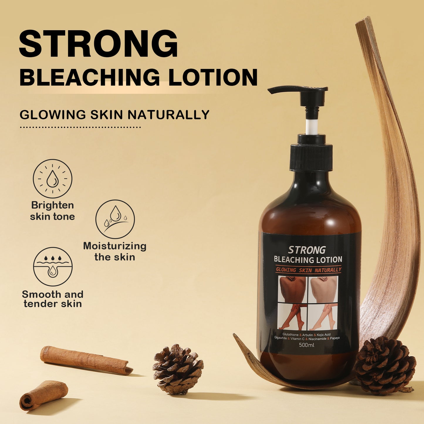 Papaya Arbutin Vitamin C Niacinamide Body Lotion 500ml - Skin Brightening & Hydrating