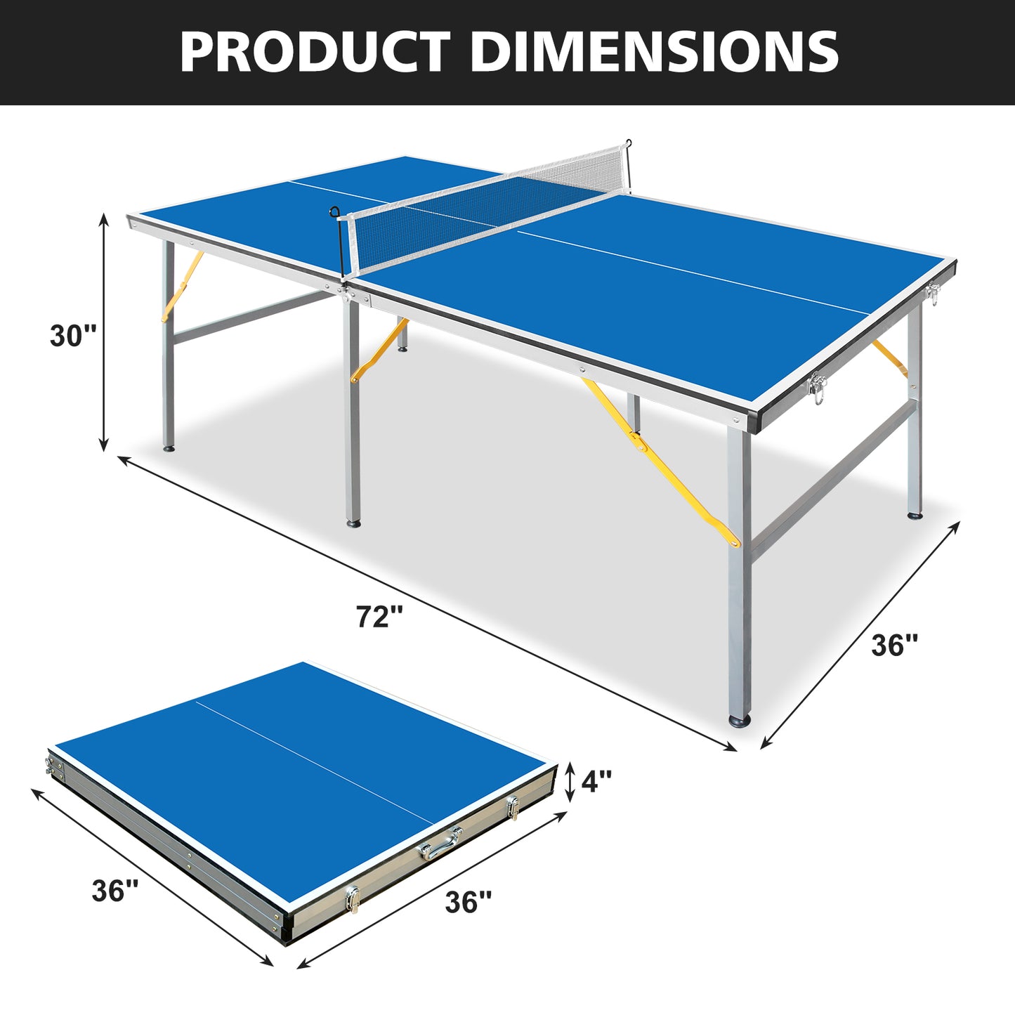 Mid-Size Foldable Table Tennis Table Set - Light Blue