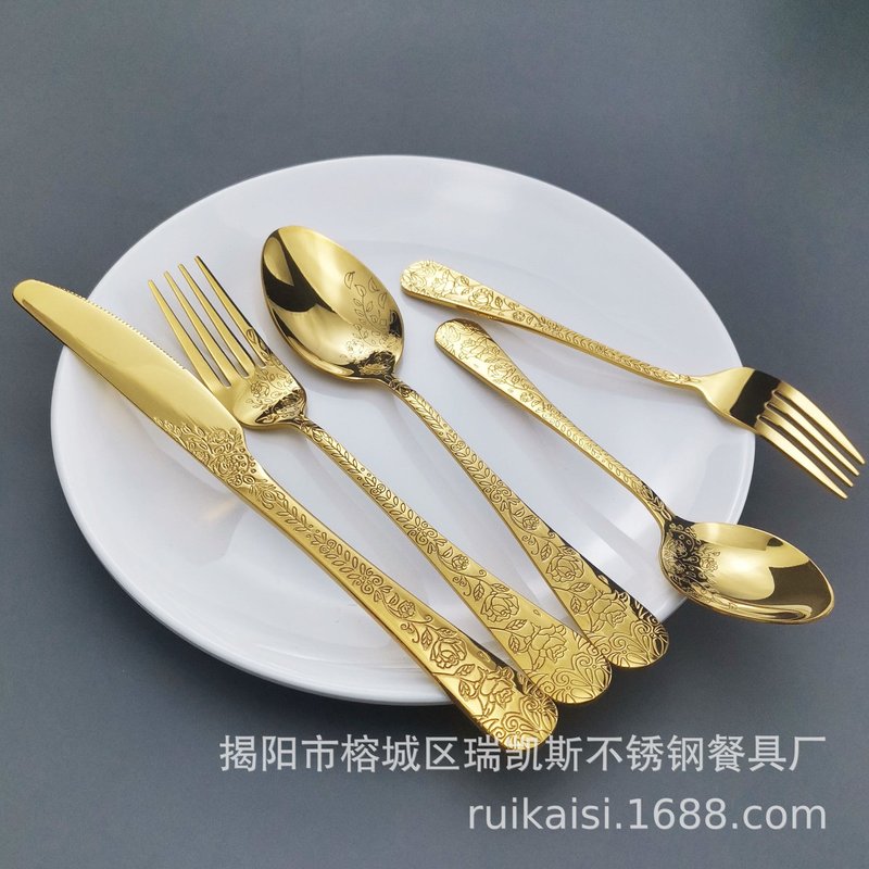 Stainless Steel Flatware Set with Knives, Spoons & Forks - Multiple Colors