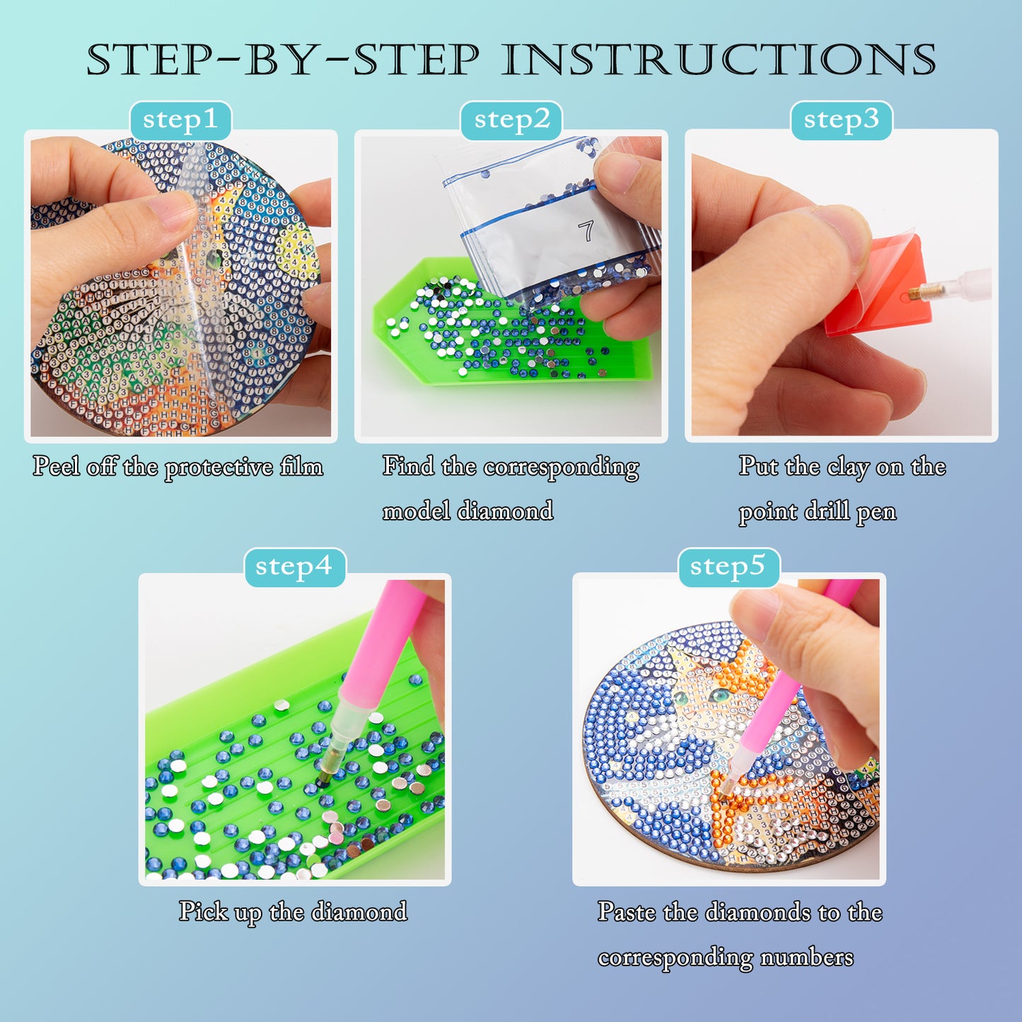 DIY Diamond Painting Coaster Kit with Holder - Mandala Pattern, 9.7x9.7cm, Perfect for Beginners and Adults