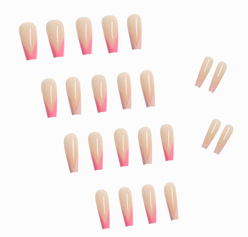 French Style Fake Nails with Glue - Pink