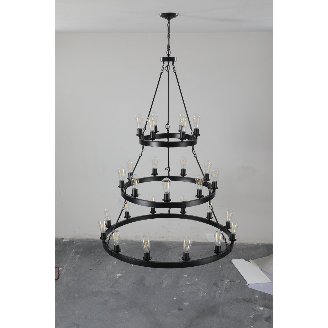 Retro Industrial 3-Layer Pendant Light - 27 Bulb Capacity