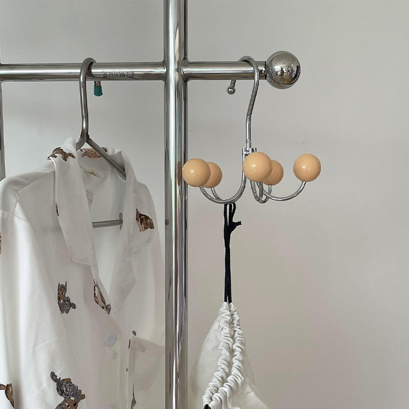 Multi-functional Rotating Hook Iron Clothing Rod for Wardrobe & Bathroom