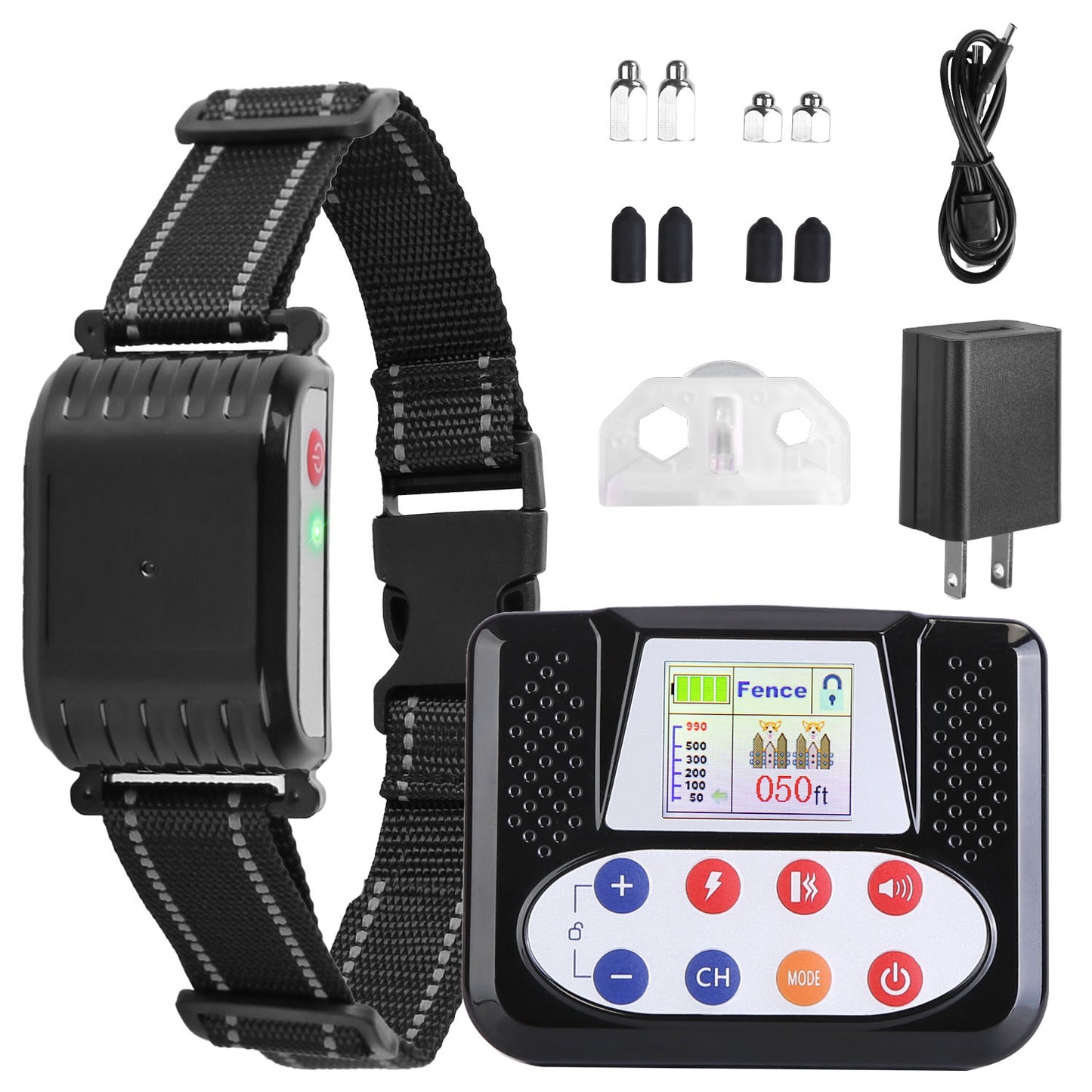 Wireless Dog Training Collar with 0-9 Levels, Beep Vibration Shock, Waterproof, 990Ft Range