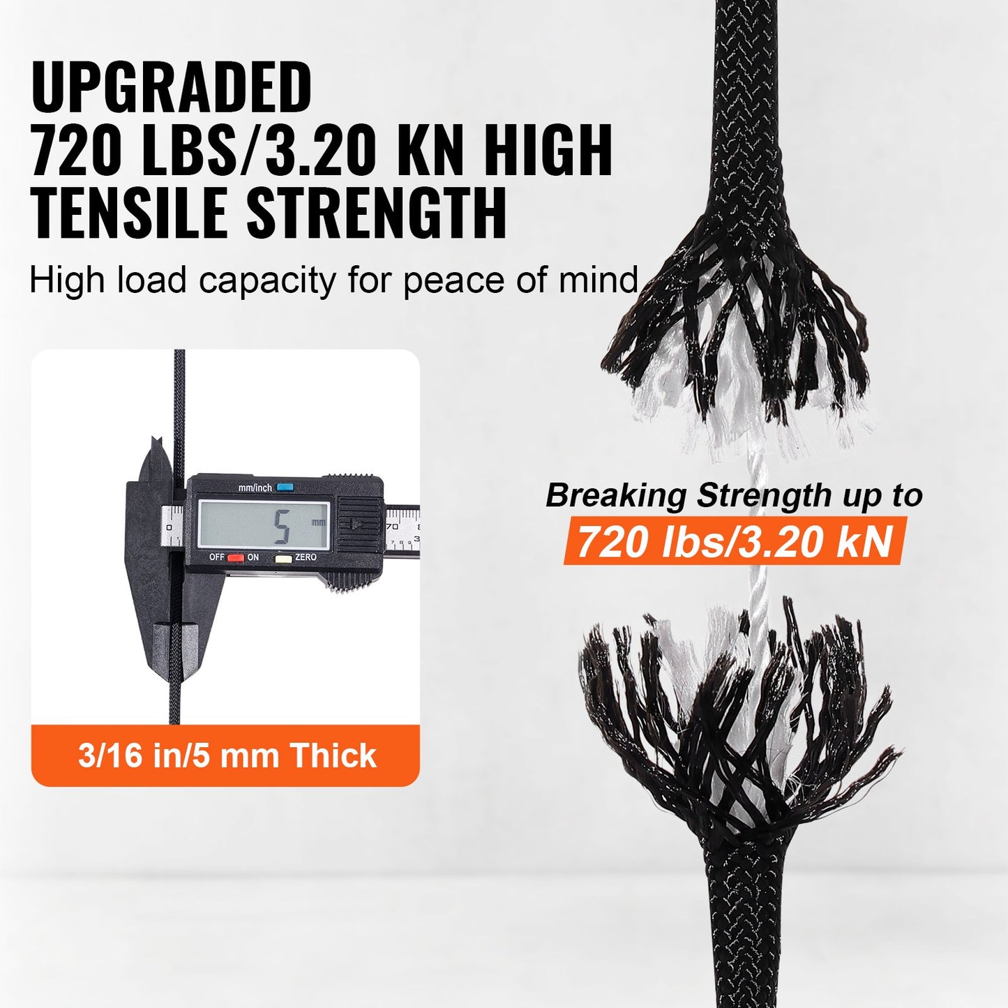 Braided Nylon Climbing Rope 3/16 Inch x 1000 Feet Heavy-Duty Outdoor Rigging Rope