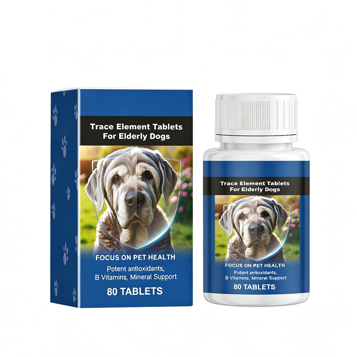 Senior Dog Multimineral Tablets for Bone, Skin & Digestion Support - 80 Chewable Pills