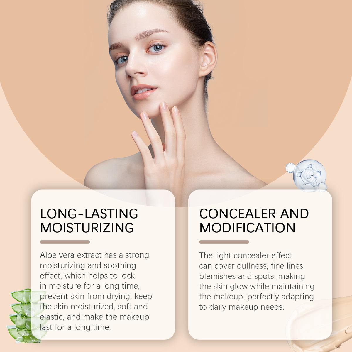 Moisturizing Concealing Liquid Foundation - Light, Thin & Hydrating 30ml