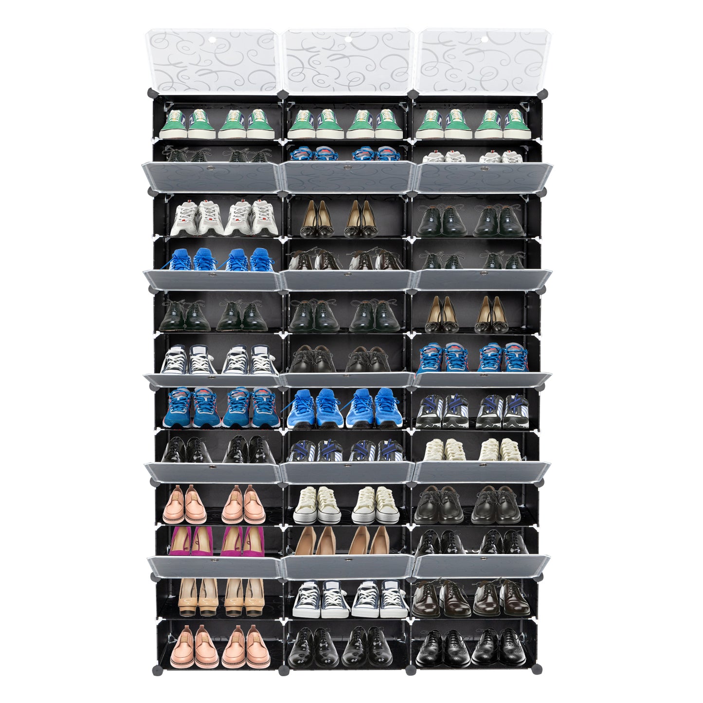 12-Tier Portable 72 Pair Shoe Rack Organizer 36 Grids Tower Shelf