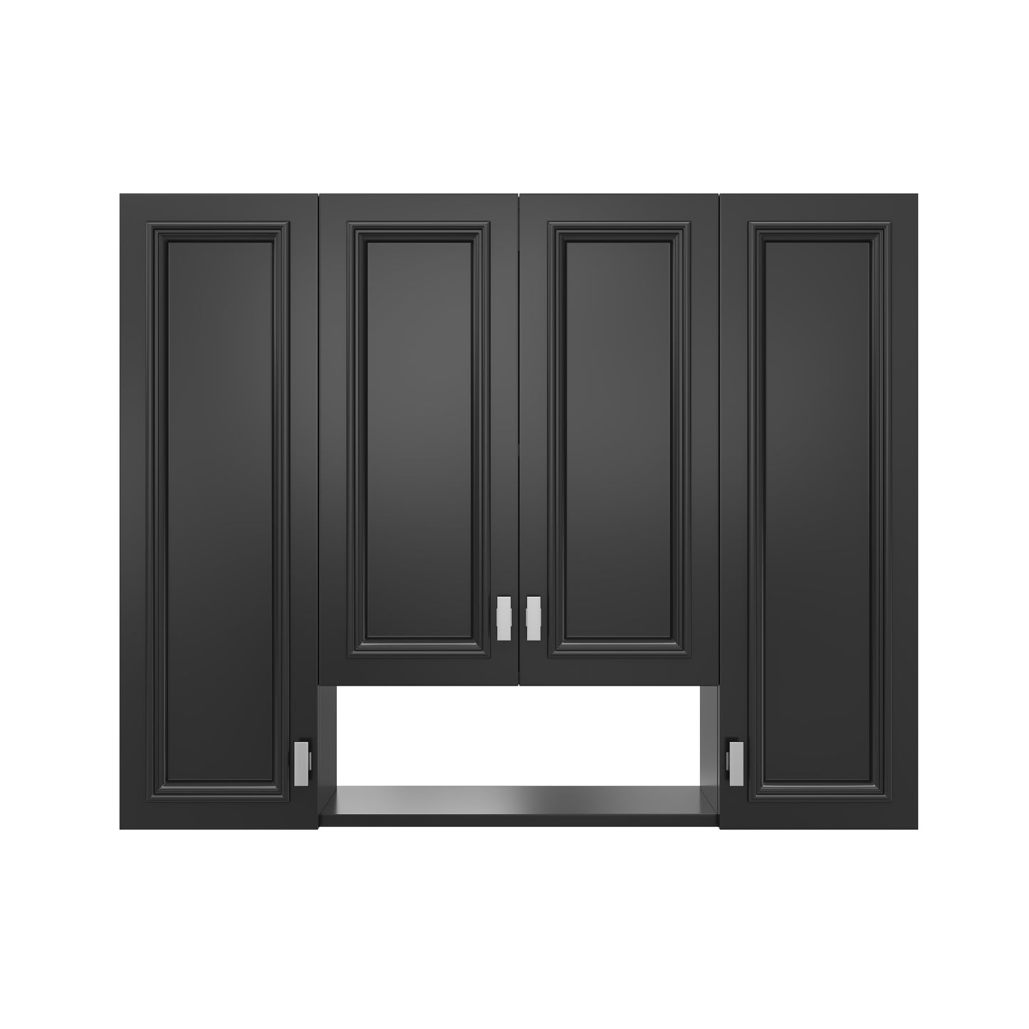 Modern Wall-Mounted Bathroom Cabinet with 5 Adjustable Shelves - Black