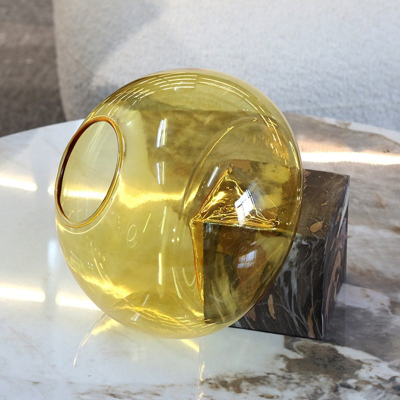 Glass Flower Vase with Metal Base - Elegant Home Decor