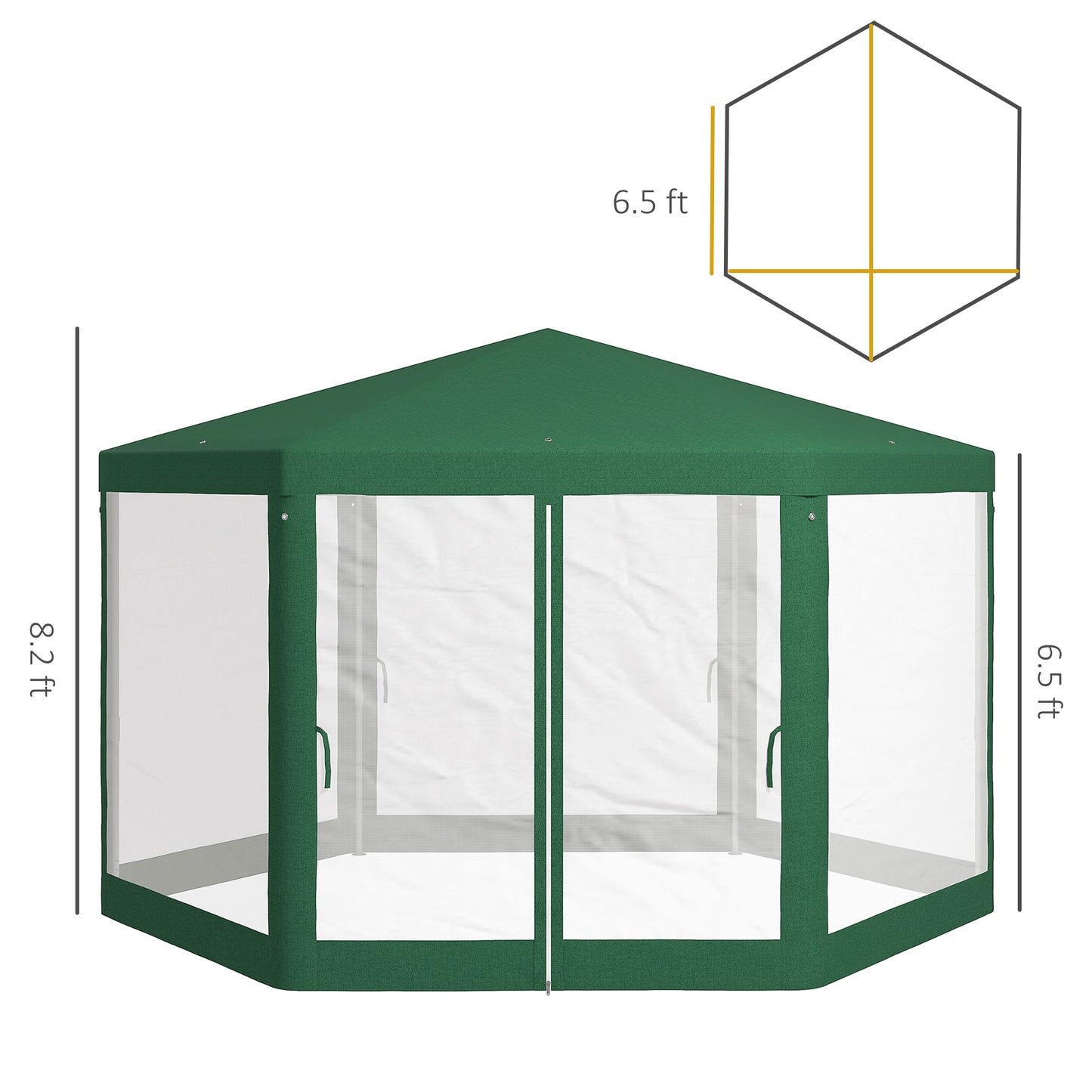 Hexagon Outdoor Party Tent with Mesh Sidewalls - Green