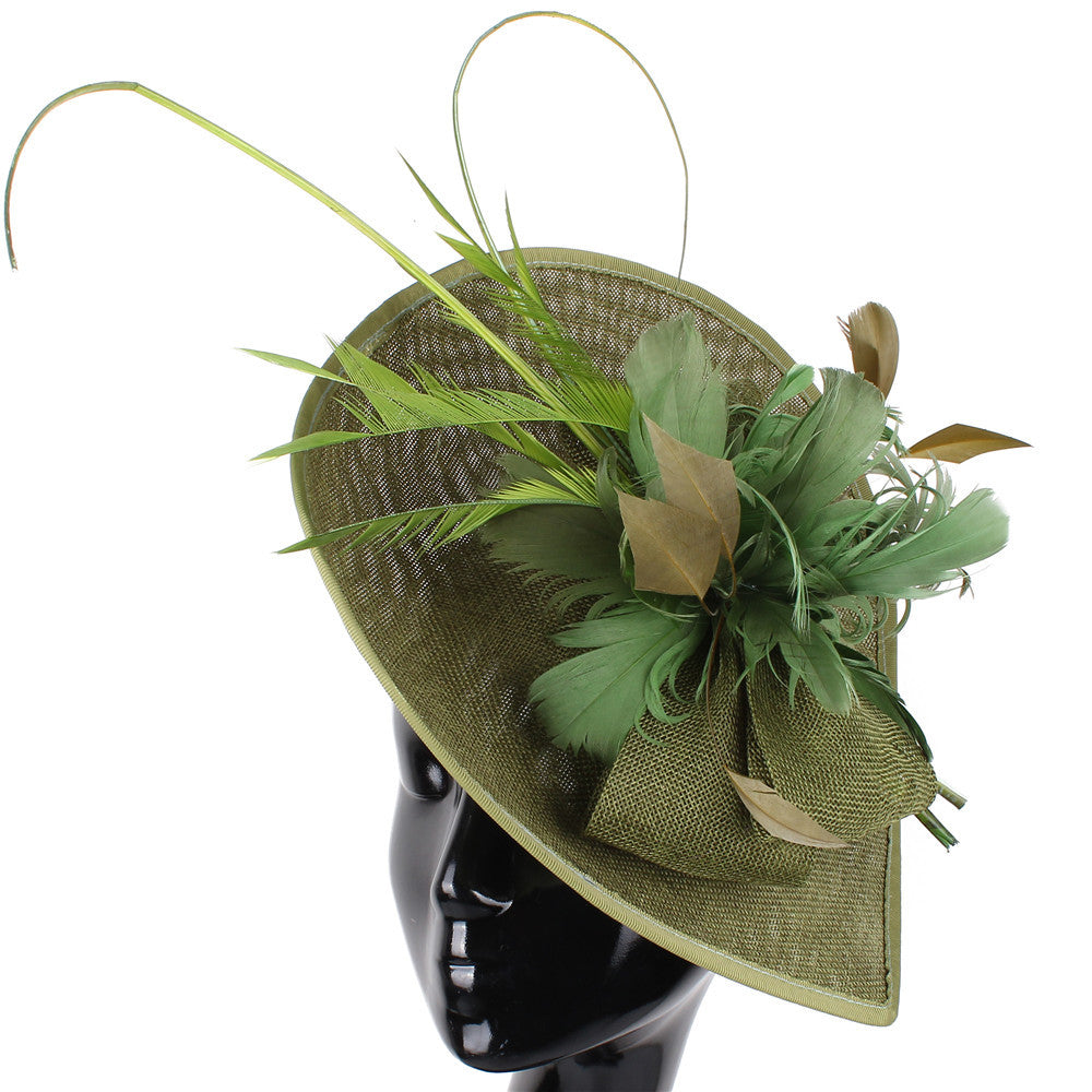 Dome Top Hat with Feathers - Women's Hair Clip