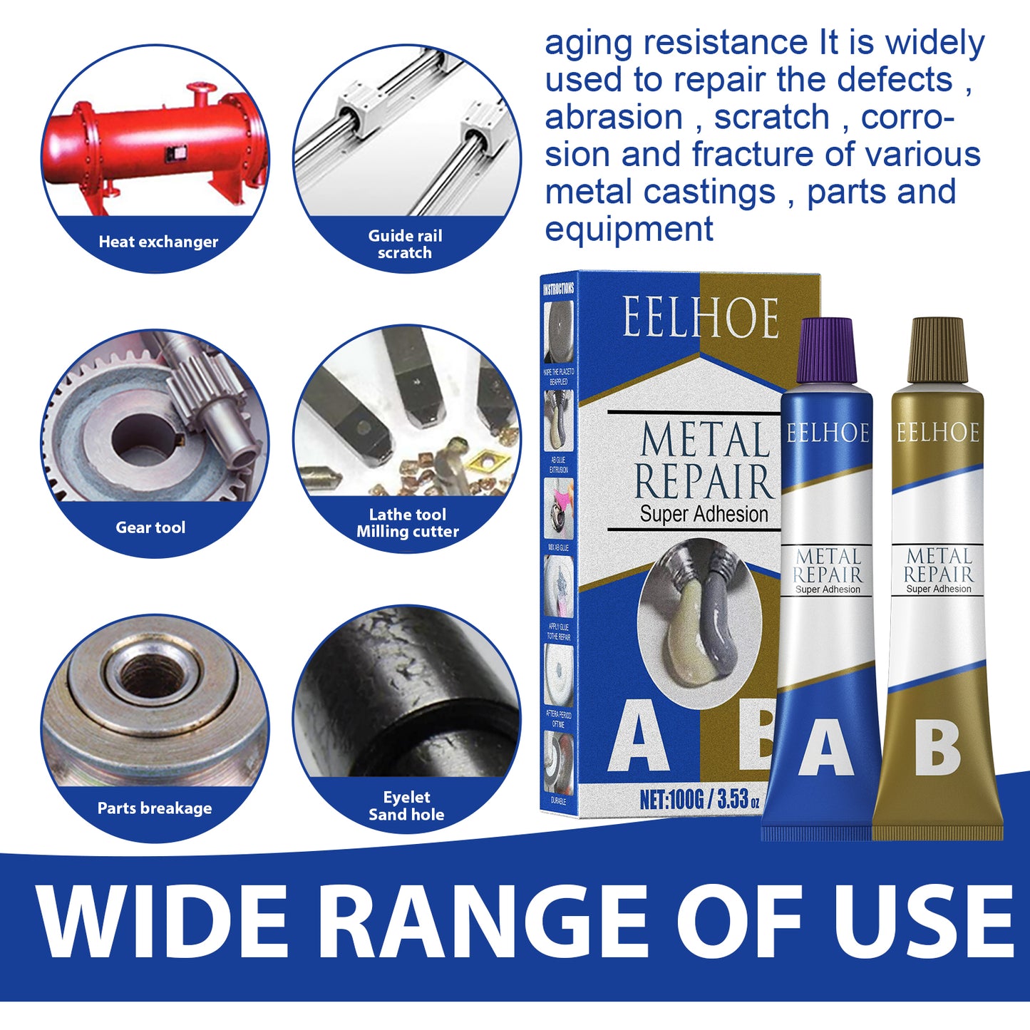 High Temperature Metal Repair Adhesive - 12.5x4x4 Inch Set
