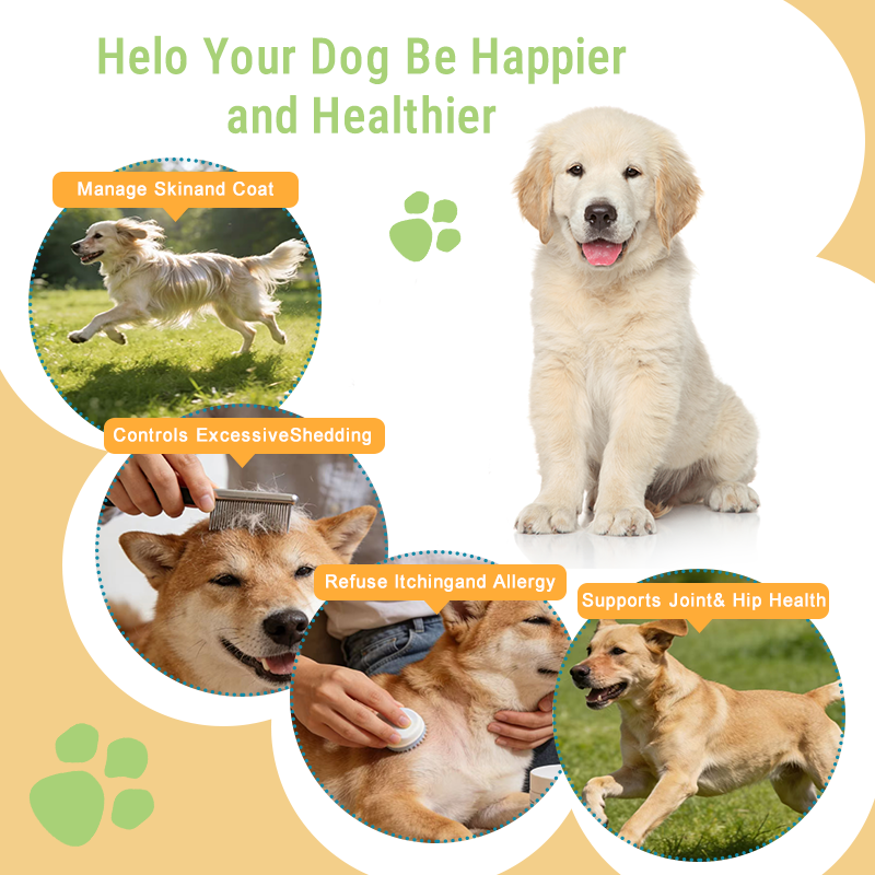 Omega 3-6-9 Dog Supplement Soft Chews with Salmon Oil & Biotin - 40 Servings