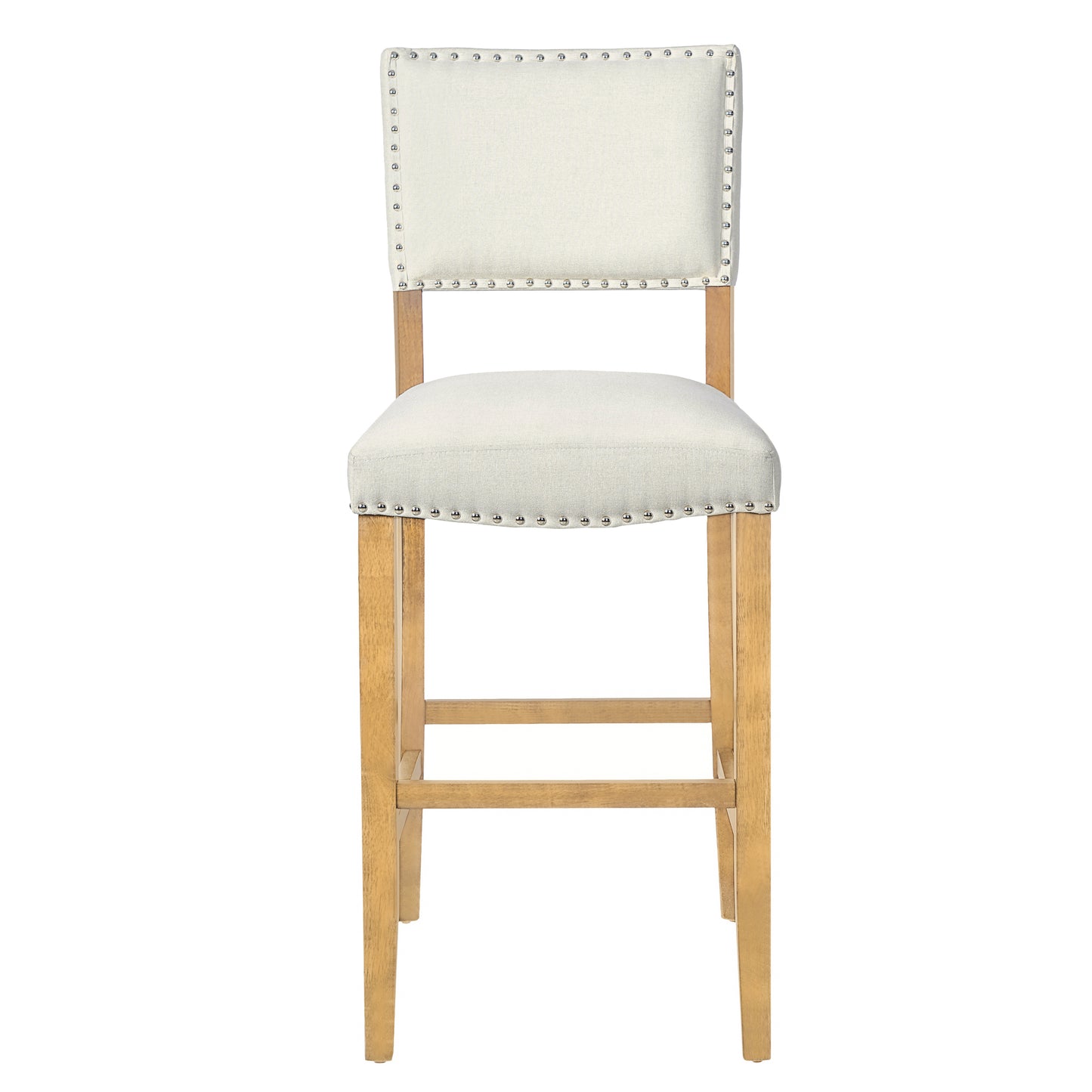 Barstools With Rivet Decoration Set Of 2 , Wood Frame,fabric Sponge