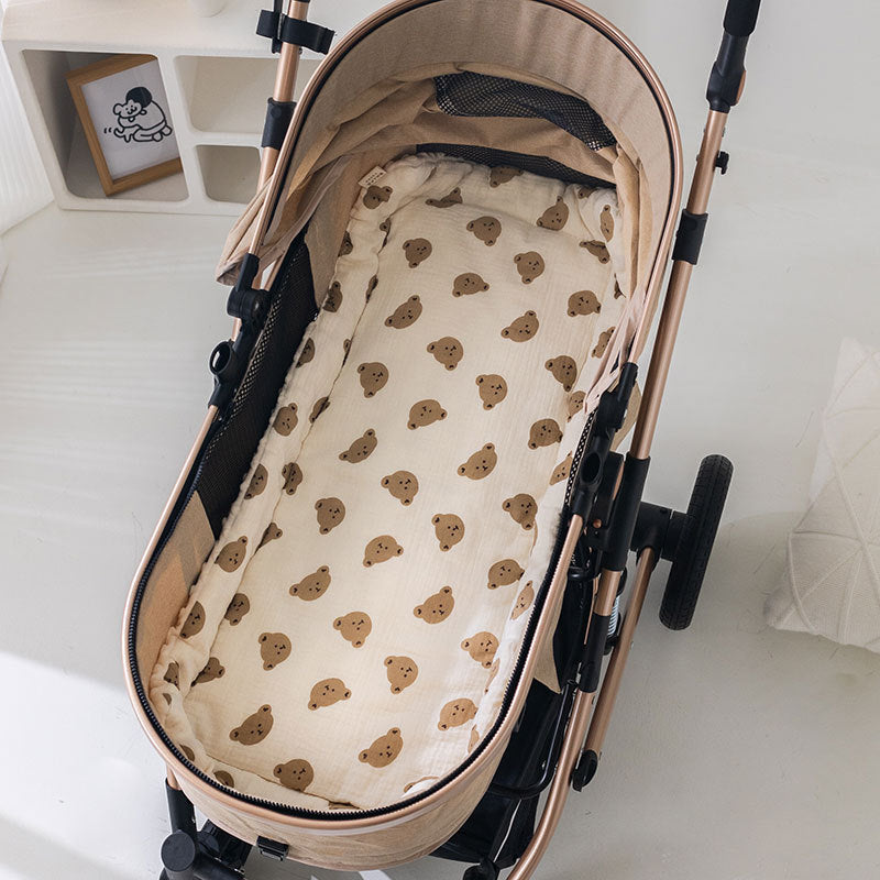 Baby Stroller Cotton Cushion Set with Star Moon Bear & Heart Designs – 40x80CM