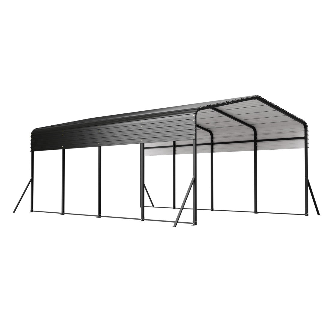 Heavy Duty Galvanized Steel Carport Canopy with Waterproof Roof - Large Capacity Shelter