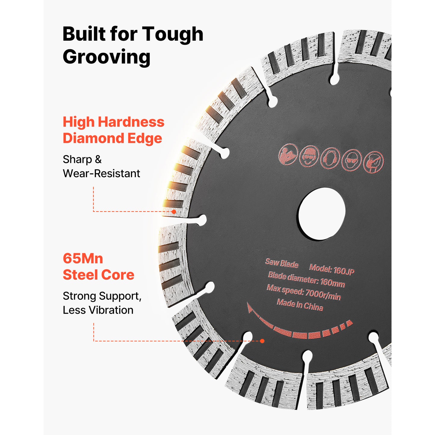 Diamond Saw Blades 6.3 Inch 5-Pack for Concrete Brick Stone Cutting - High-Hardness Segments