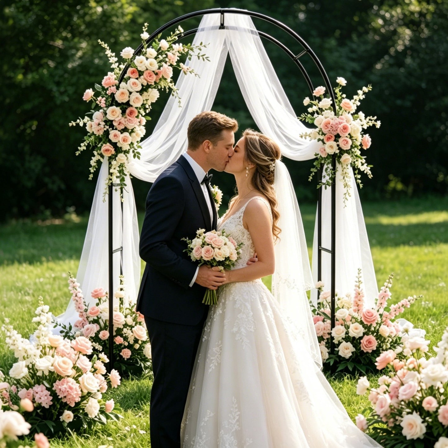 Adjustable Metal Garden Arch for Climbing Plants & Wedding Decor - 7.87ft x 4.59ft