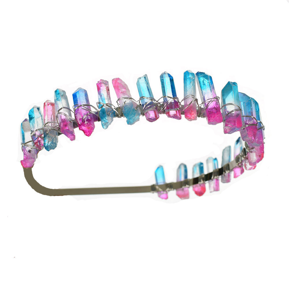 Handmade Crystal Hair Accessory with U-Shaped Design - Color Options Pink & Blue