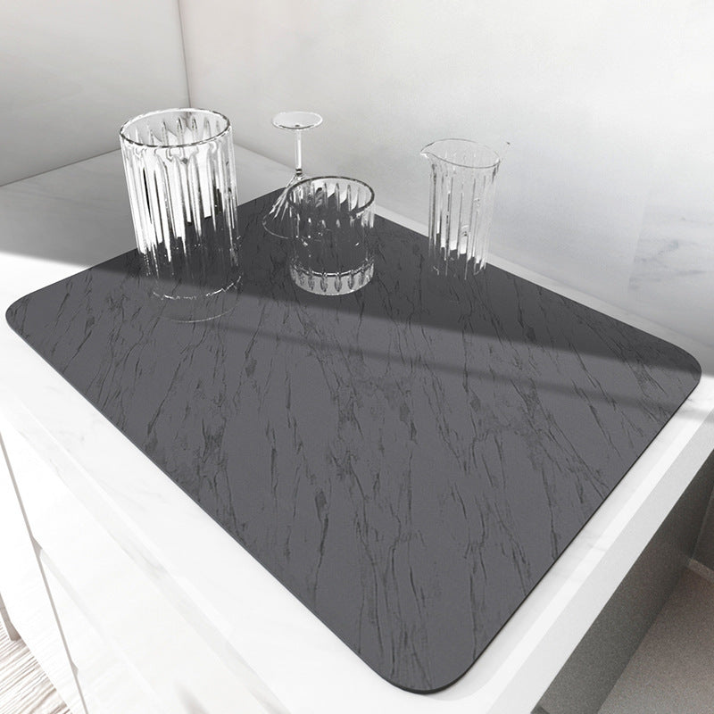 Absorbent Dish Drying Mat Water Drainage Pad for Kitchen Counter Non-Slip