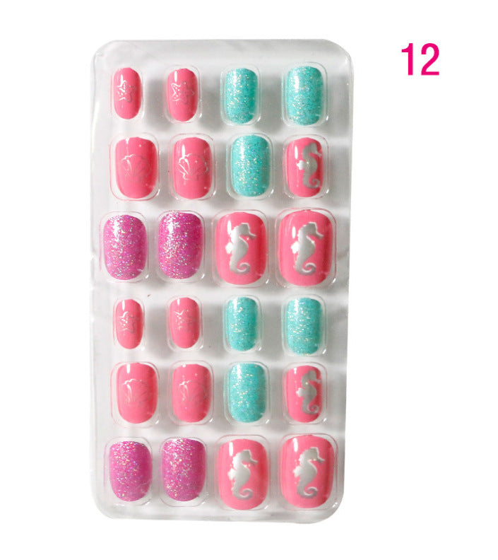 Children's Nail Art Stickers Patch Set - 24-Piece Kids Nail Tips