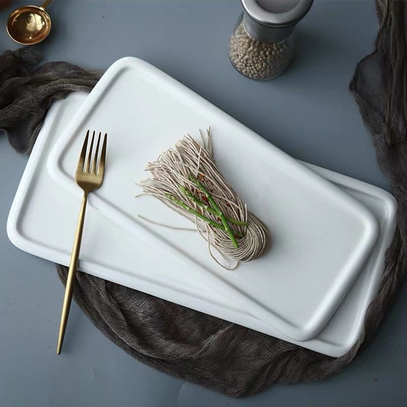 Rectangular Ceramic Bread Plate Cake Tray - 10 to 16 Inch Sizes