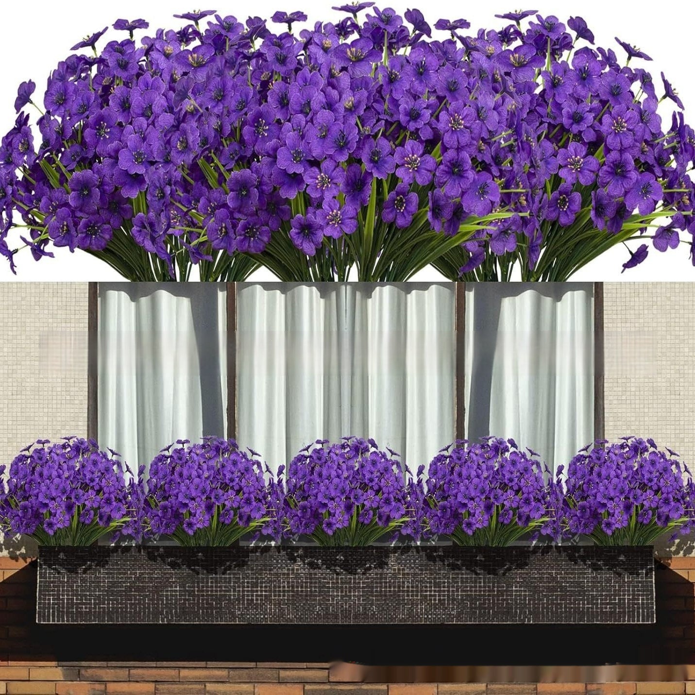 Spring Grass Violet Artificial Flower Set - UV Protection for Garden & Home Decor