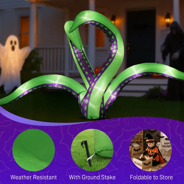 2-Pack Inflatable Octopus Tentacles with LED Lights - 6.9FT Outdoor Halloween Decorations