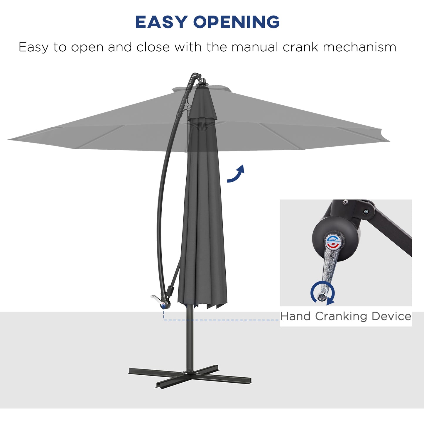 10' Cantilever Offset Patio Umbrella - UV & Water Resistant, Gray