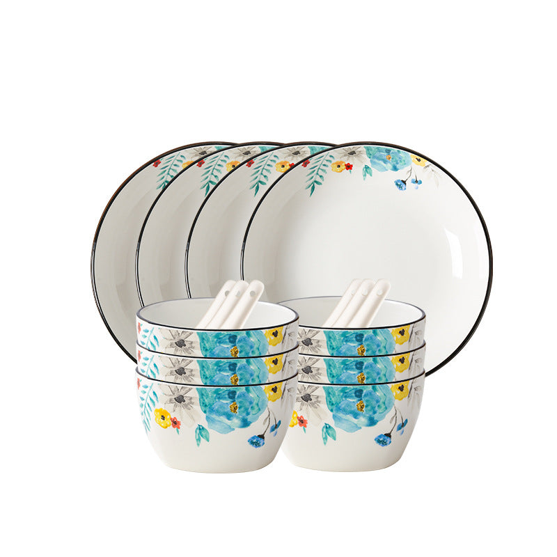 Flower Pattern Bone China Dinnerware Set 22pcs - Microwave Safe Porcelain