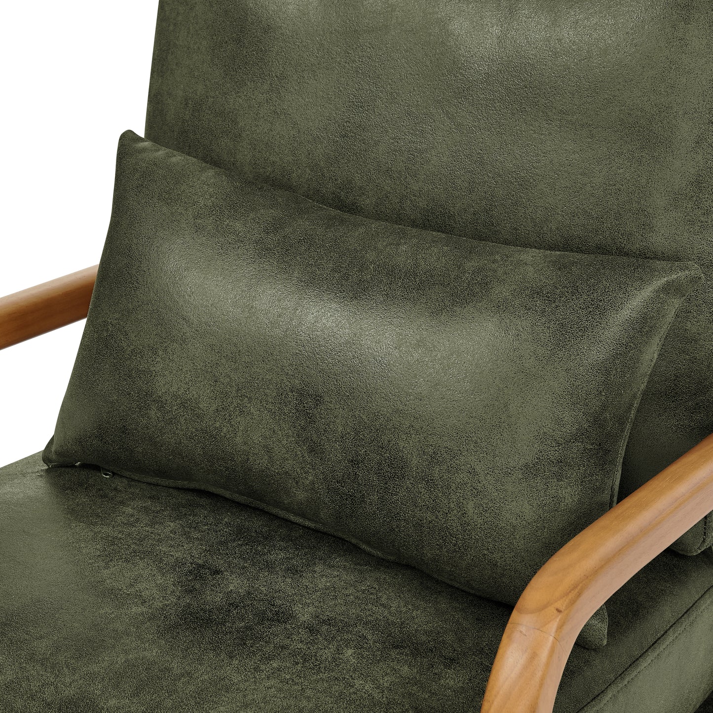 Mid-Century Modern Wooden Lounge Chair - Olive Green