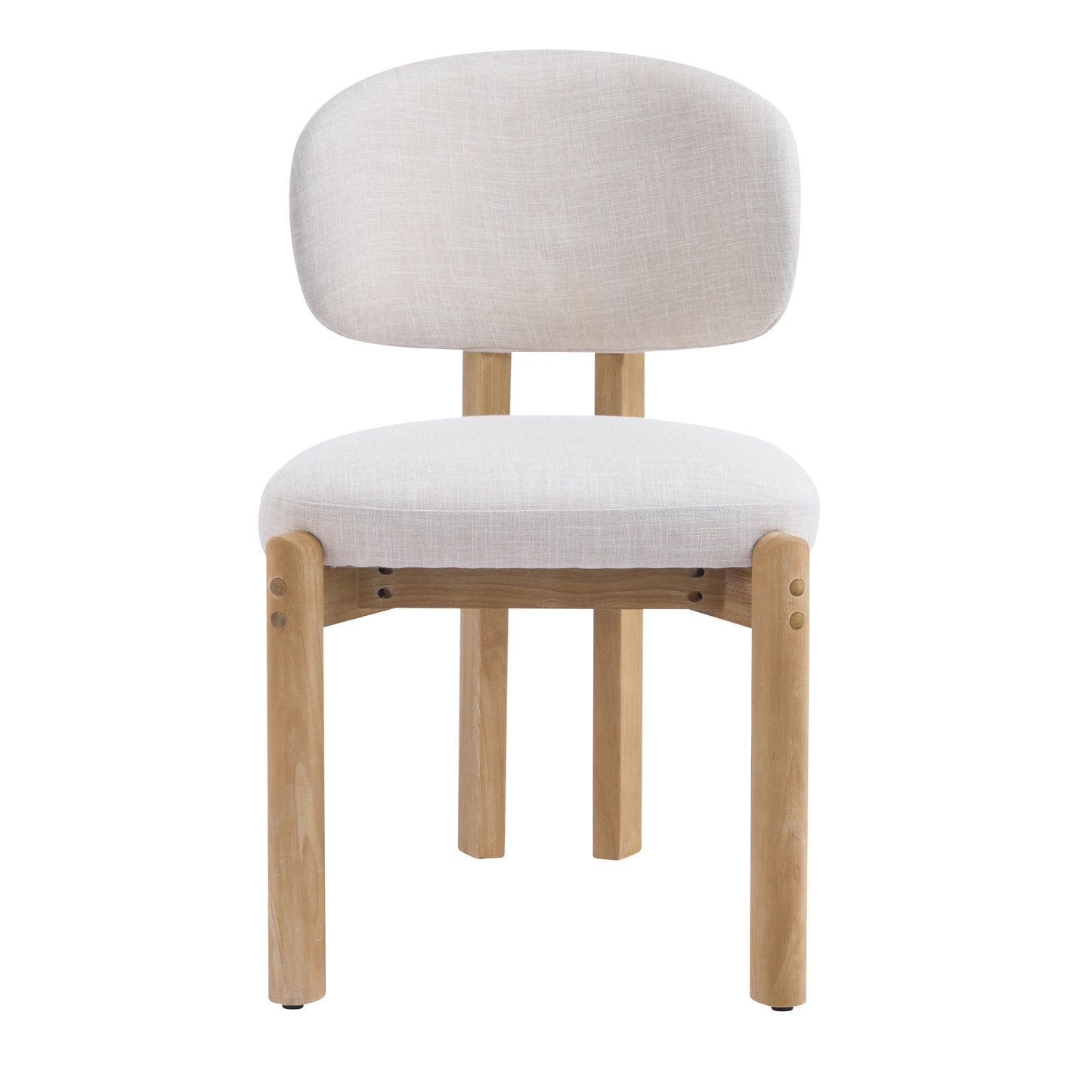 Beige Upholstered Dining Chairs - Set of 4 with Natural Frame