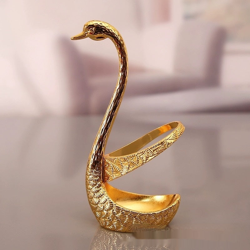 Luxury Swan Storage Rack Set - Gold & Silver Home Decor Organizer