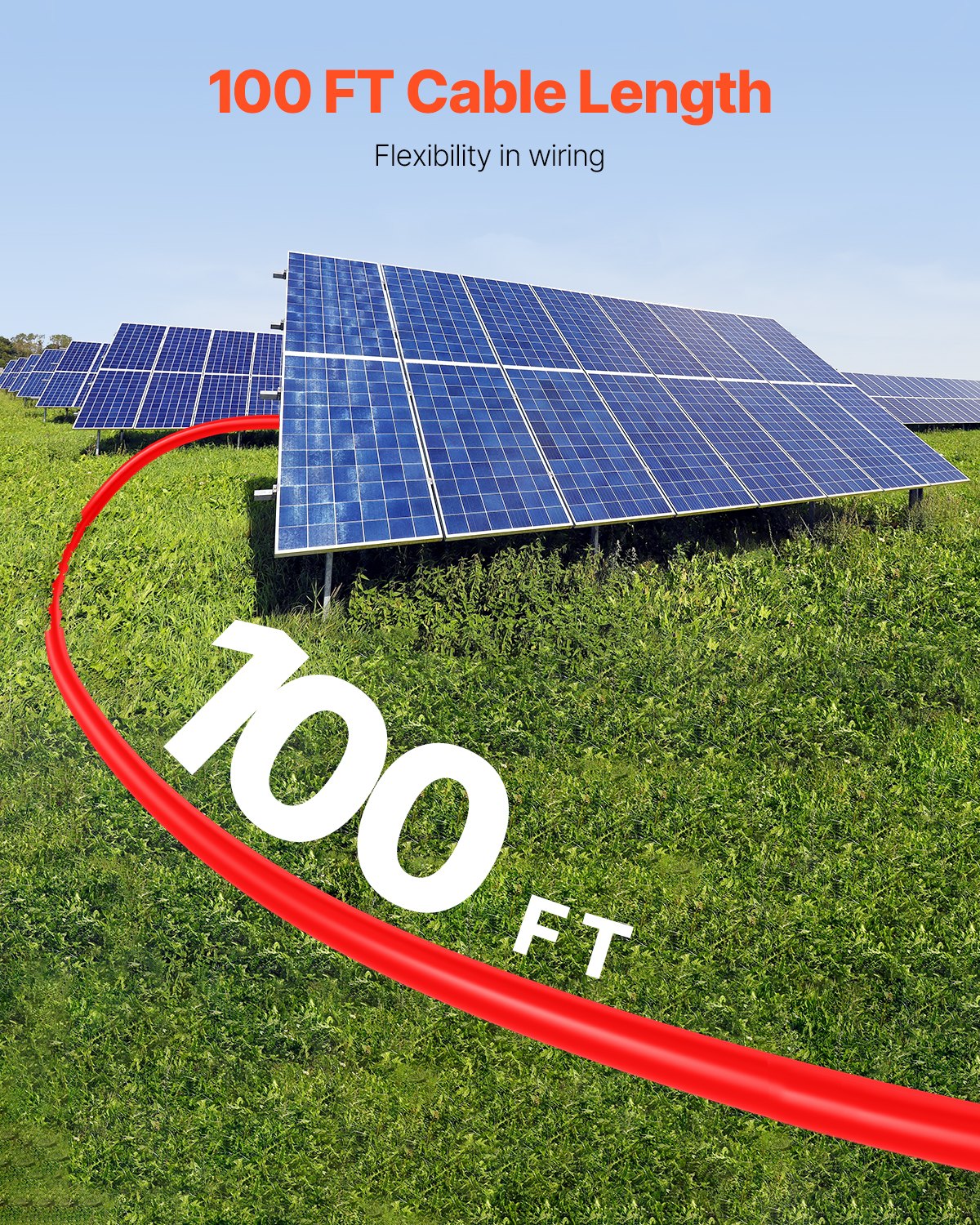100FT Solar Panel Extension Cable Set 10AWG Waterproof Connectors