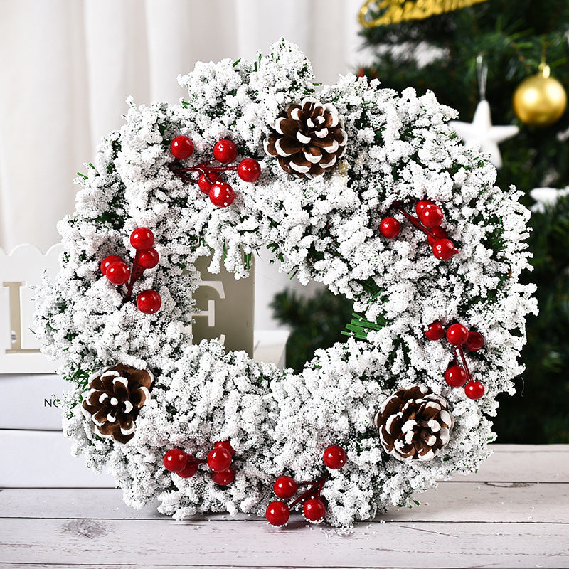 Handmade Christmas Wreath Door Decoration with Flowers and Knots - Festive Wall Hanging