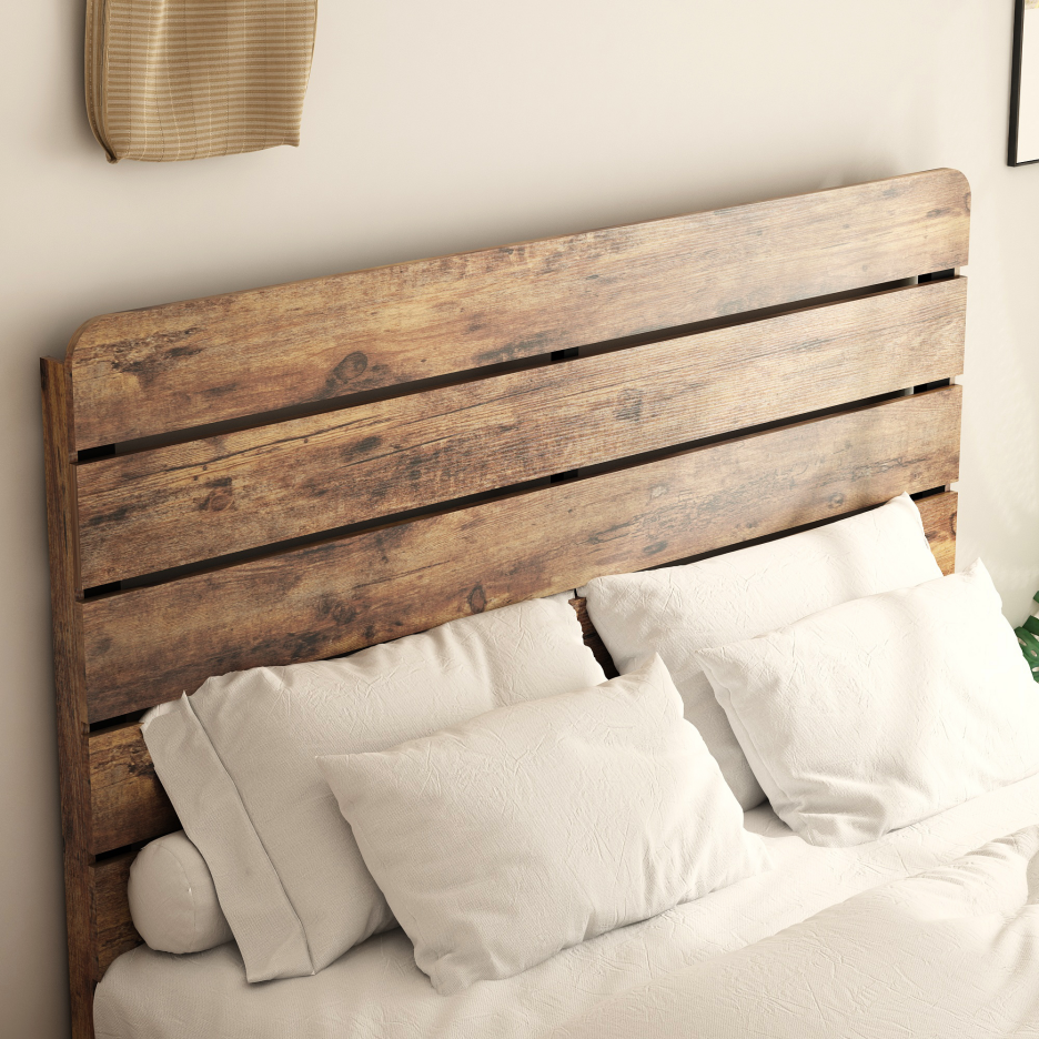 Queen Platform Bed Frame with Underbed Storage - Dark Brown