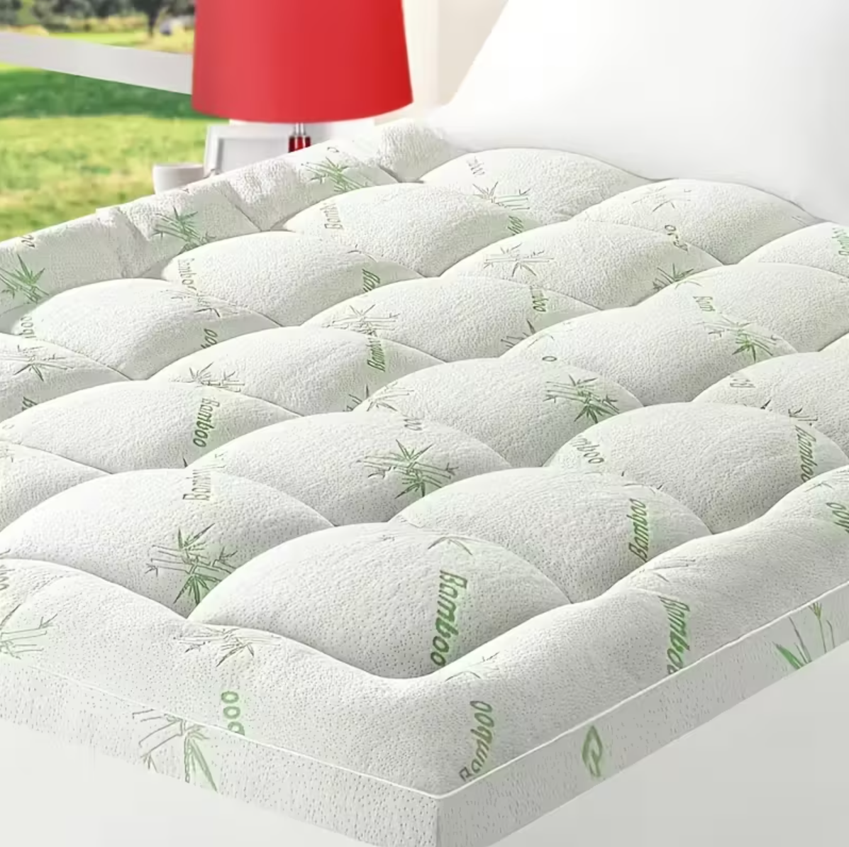 Queen Size Mattress Topper - Bamboo Pillow Top for Back Pain Relief