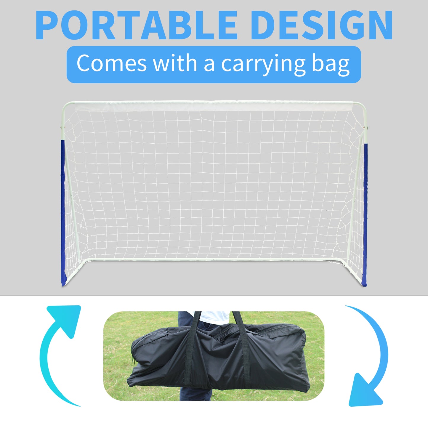 Portable 8x5 ft Soccer Goal with Steel Frame - White