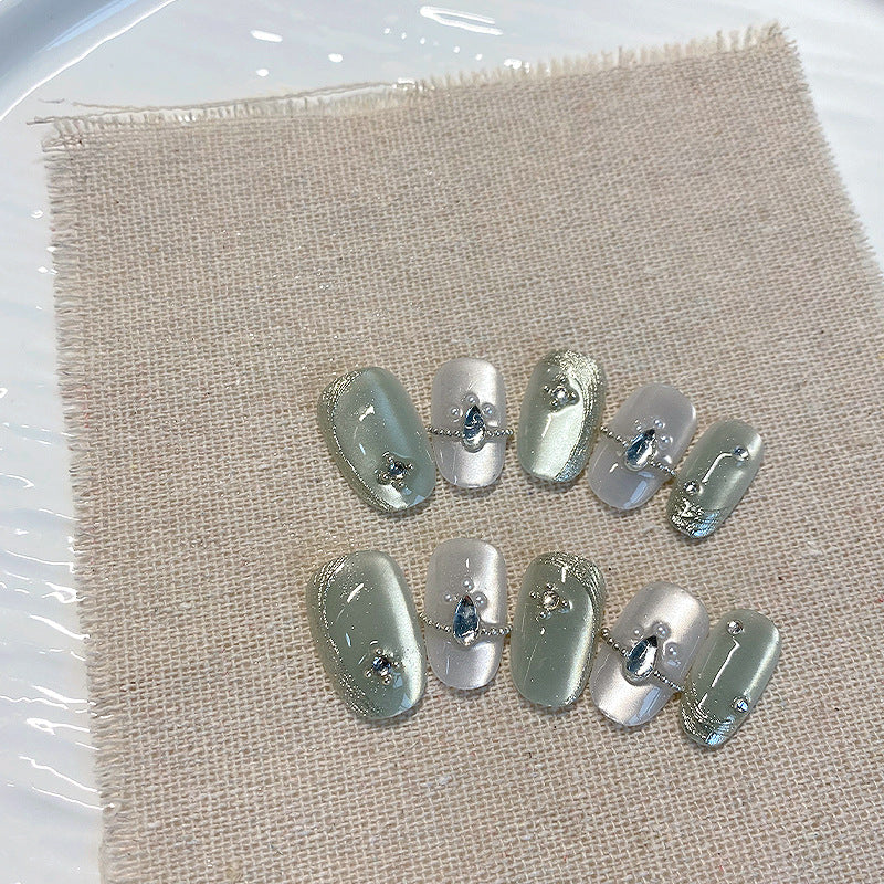 Handmade Skin-Brightening Nail Stickers - Assorted Sizes, Cat Eye Pattern