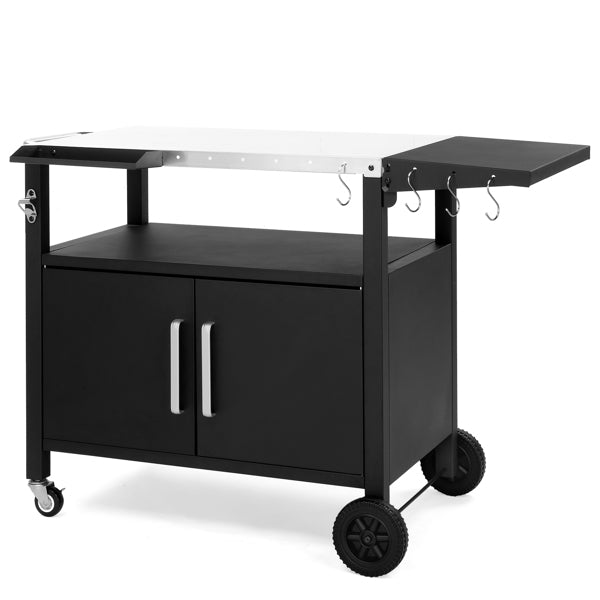 Outdoor Grill Cart with Storage and Wheels - Movable Kitchen Island for BBQ and Patio Dining