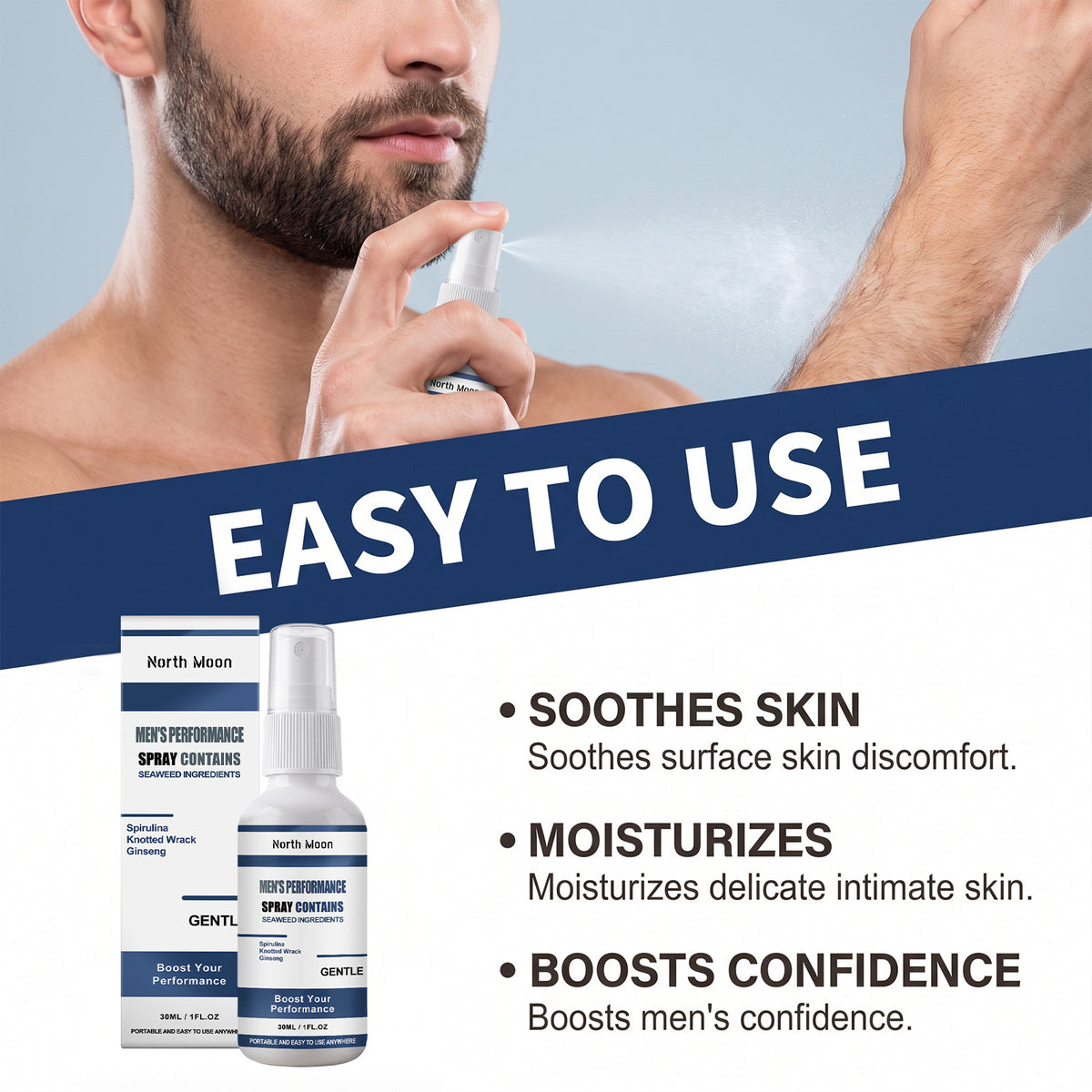 Men's 30ml Performance Body Spray - Refreshing Skin Care Spray for Men