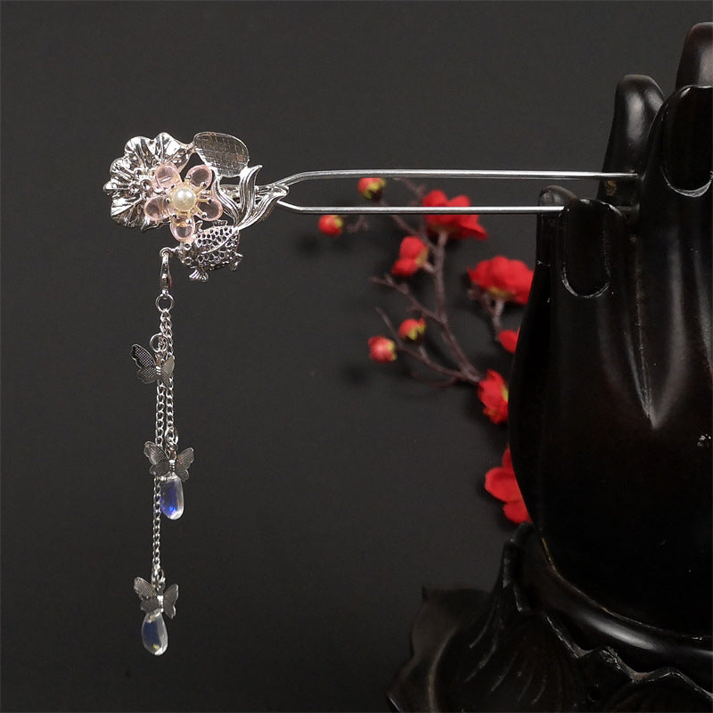Elegant Metal Flower Hairpin - Handmade Antique Style Hair Accessory