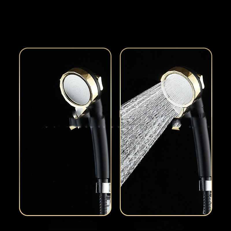 Supercharged Shower Head Black Gold High Pressure Bathroom Fixture