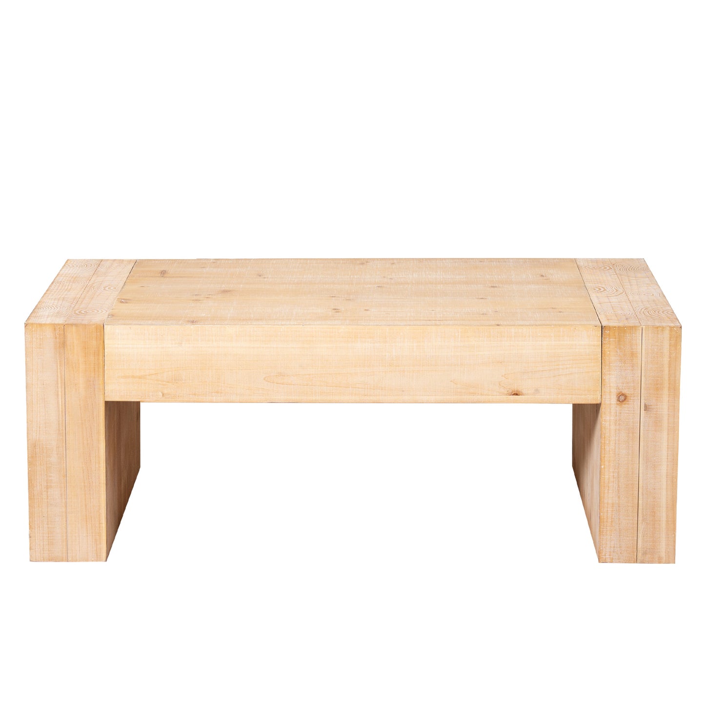 49" Rustic Wood Coffee Table - Engineered Wood with Whitewashed Finish
