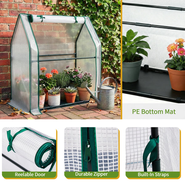 Mini Greenhouse with PE Cover - Indoor/Outdoor Plant Care 36x18x33in