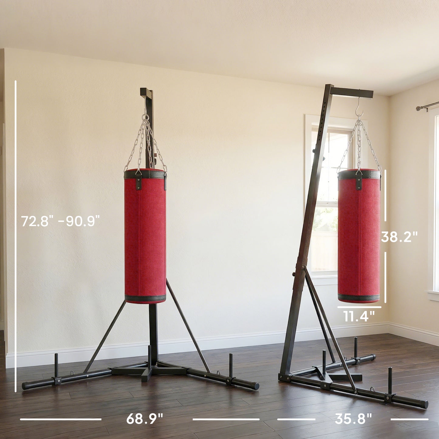 Adjustable Freestanding Punching Bag Stand with Canvas Bag - Red