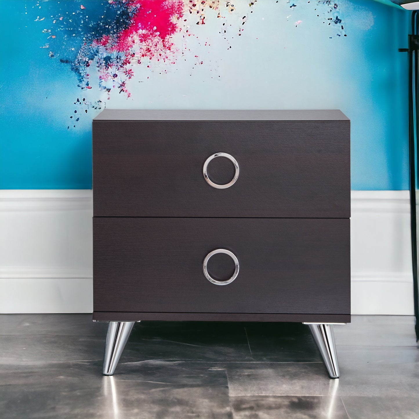 Espresso Finish Accent Table with Storage Drawers